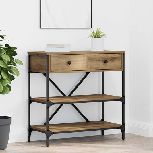 Table console avec tiroir chêne artisanal Bois d'ingénierie
