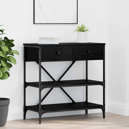 Table console avec tiroir Chêne noir Bois d'ingénierie