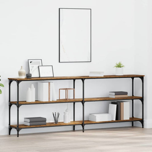 Table console avec étagère Bois Ancien 200 x 29 x 75 cm