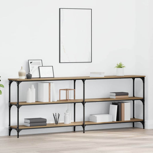 Table console avec étagère chêne artisanal 200 x 29 x 75 cm