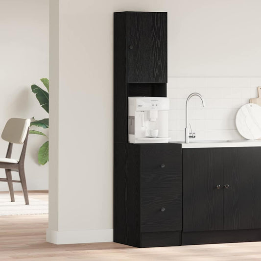 Meuble de cuisine avec tiroir Chêne noir Bois d'ingénierie
