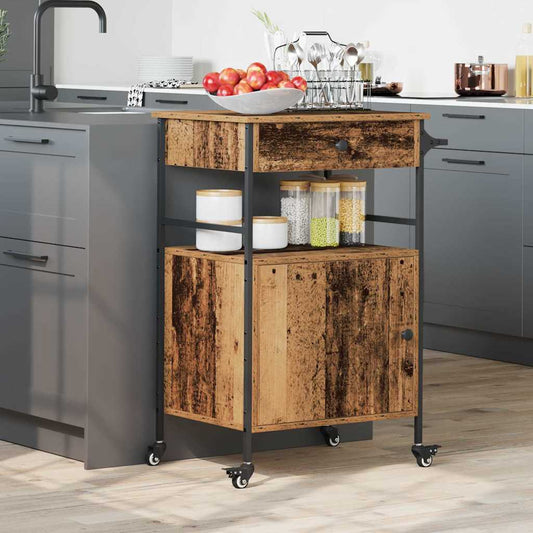 Chariot de cuisine Bois ancien 56 x 43 x 89.5 cm