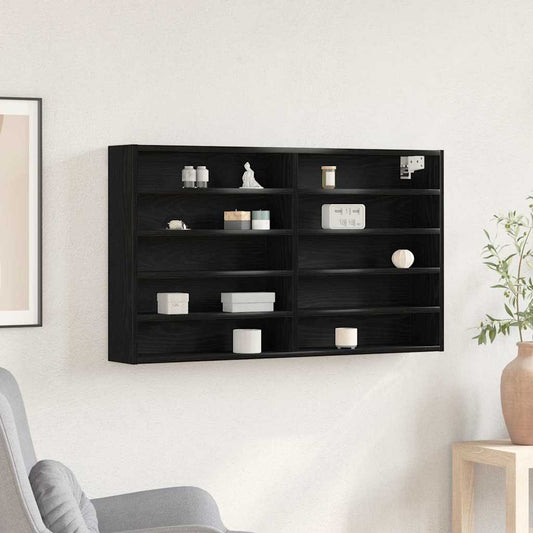 Cabinet d'Affichage avec étagère Chêne noir 100 x 15 x 58 cm