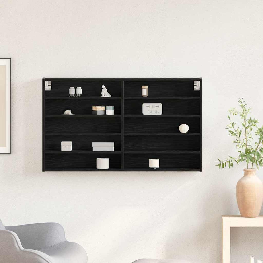 Cabinet d'Affichage avec étagère Chêne noir 100 x 15 x 58 cm