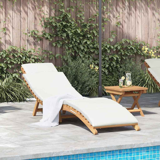 Transat Blanc crème 188 x 55 x 59 cm Bois de teck solide