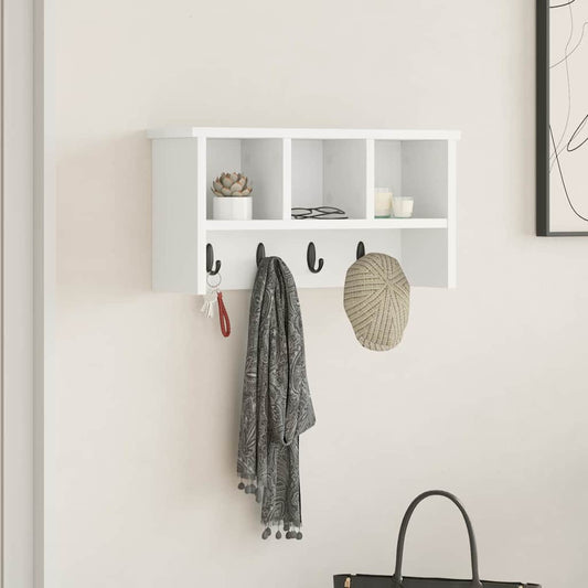 Porte-manteau mural Blanc 50 x 16 x 26 cm Bois d'ingénierie