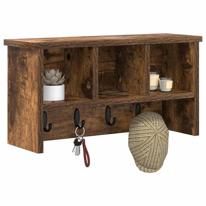 Porte-manteau mural avec étagère Chêne fumé 50 x 16 x 26 cm