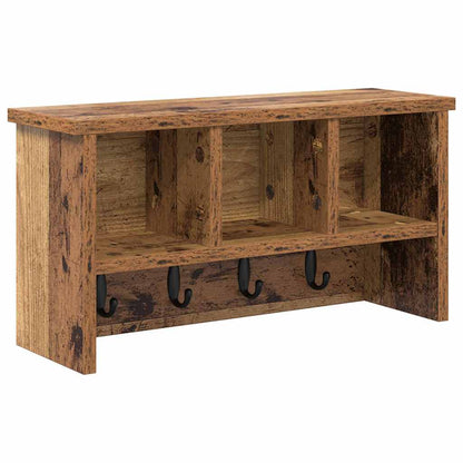 Porte-manteau mural avec étagère Bois ancien 50 x 16 x 26 cm