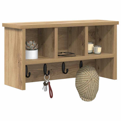 Porte-manteau mural chêne artisanal 50 x 16 x 26 cm