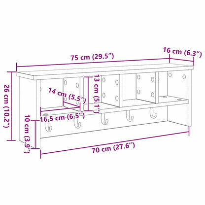 Porte-manteau mural Blanc 75 x 16 x 26 cm Bois d'ingénierie
