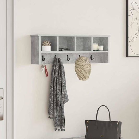 Porte-manteau mural avec étagère Gris béton 75 x 16 x 26 cm
