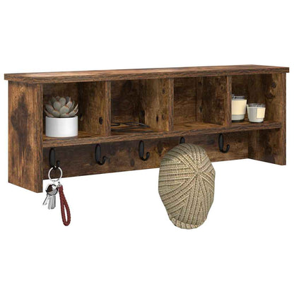 Porte-manteau mural avec étagère Chêne fumé 75 x 16 x 26 cm