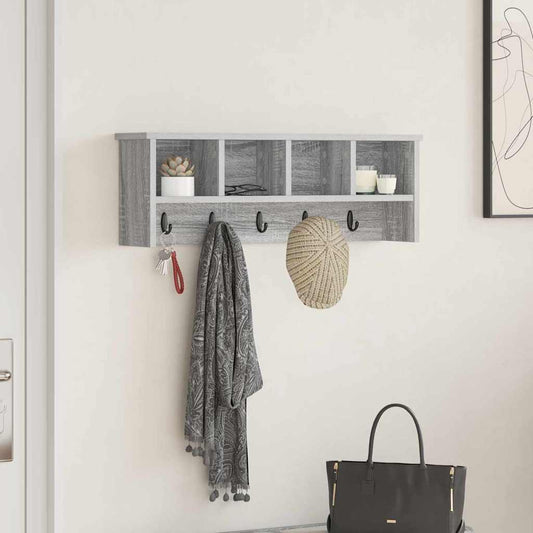 Porte-manteau mural avec étagère Sonoma gris 75 x 16 x 26 cm