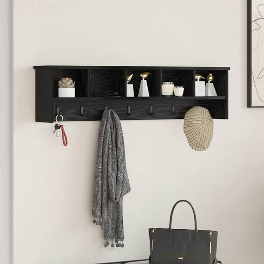 Porte-manteau mural avec étagère Chêne noir 100 x 16 x 26 cm
