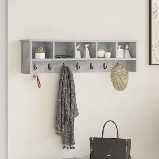 Porte-manteau mural avec étagère Gris béton 100 x 16 x 26 cm