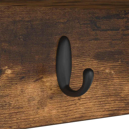 Porte-manteau mural avec étagère Chêne fumé 100 x 16 x 26 cm