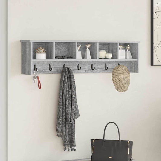 Porte-manteau mural avec étagère Sonoma gris 100 x 16 x 26 cm