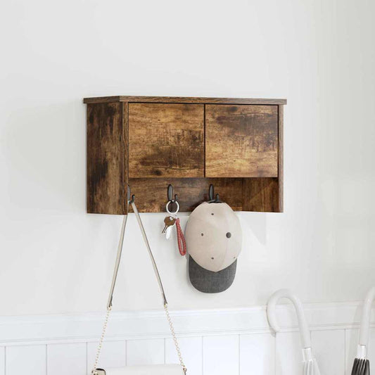 Porte-manteau mural avec étagère Chêne fumé 50 x 20 x 30 cm