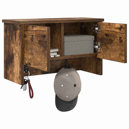 Porte-manteau mural avec étagère Chêne fumé 50 x 20 x 30 cm