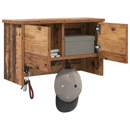 Porte-manteau mural avec étagère Bois ancien 50 x 20 x 30 cm