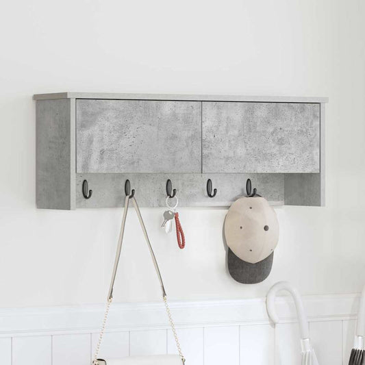 Porte-manteau mural avec étagère Gris béton 80 x 20 x 30 cm