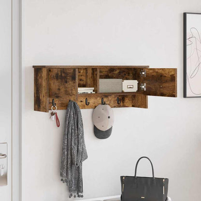 Porte-manteau mural avec étagère Chêne fumé 80 x 20 x 30 cm