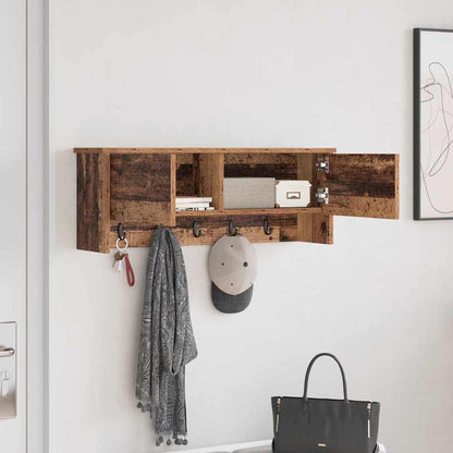Porte-manteau mural avec étagère Bois ancien 80 x 20 x 30 cm