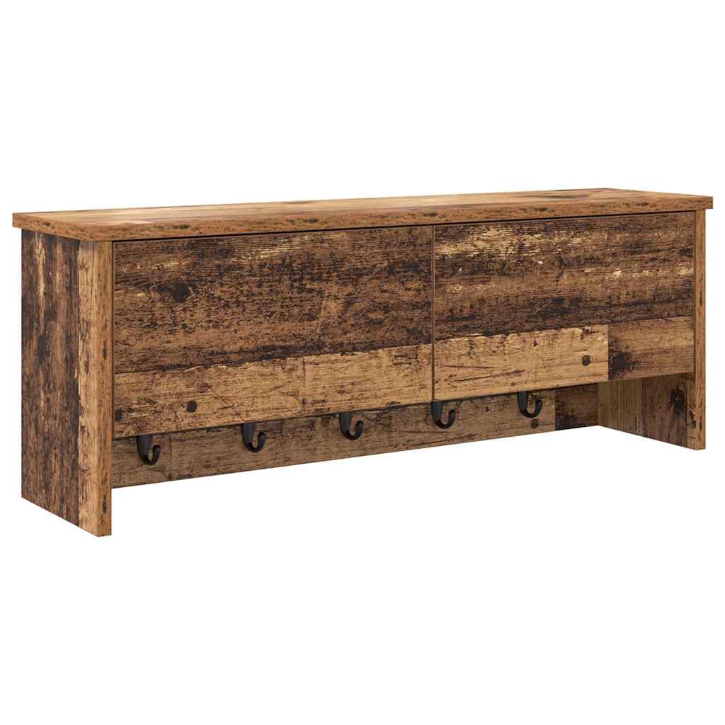 Porte-manteau mural avec étagère Bois ancien 80 x 20 x 30 cm