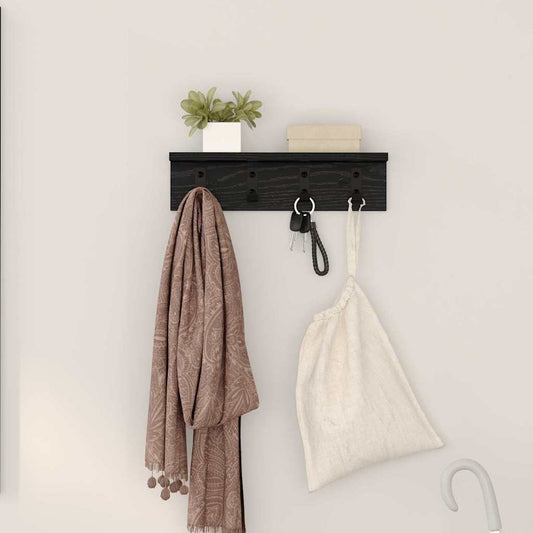 Porte-manteau mural avec étagère Chêne noir 40 x 10.5 x 10.5 cm