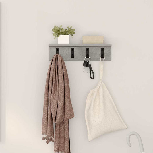 Porte-manteau mural avec étagère Gris béton 40 x 10.5 x 10.5 cm