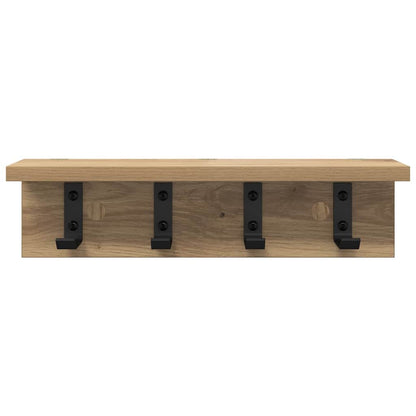 Porte-manteau mural chêne artisanal 40 x 10.5 x 10.5 cm