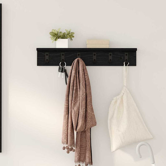 Porte-manteau mural avec étagère Chêne noir 60 x 10.5 x 10.5 cm