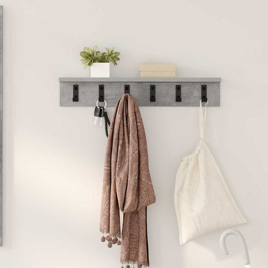 Porte-manteau mural avec étagère Gris béton 60 x 10.5 x 10.5 cm