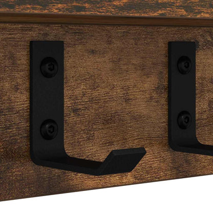 Porte-manteau mural avec étagère Chêne fumé 60 x 10.5 x 10.5 cm