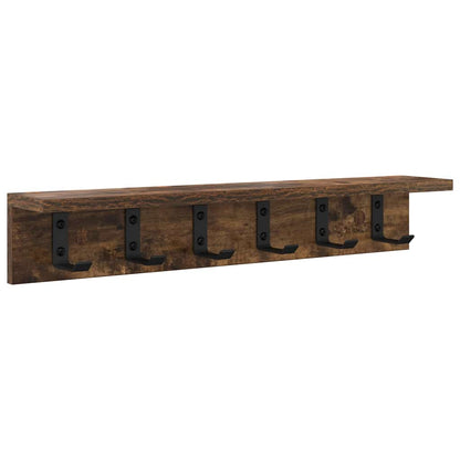Porte-manteau mural avec étagère Chêne fumé 60 x 10.5 x 10.5 cm