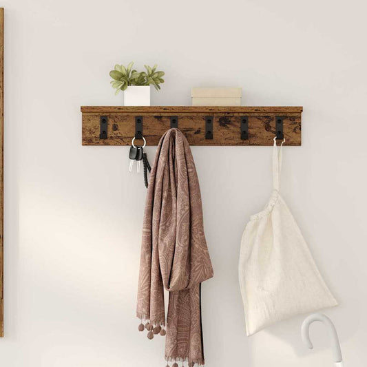 Porte-manteau mural Bois ancien 60 x 10.5 x 10.5 cm