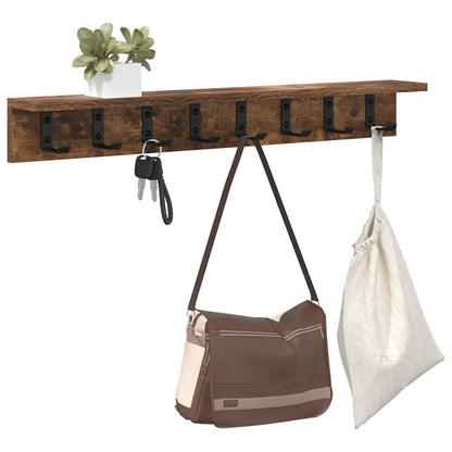 Porte-manteau mural avec étagère Chêne fumé 80 x 10.5 x 10.5 cm
