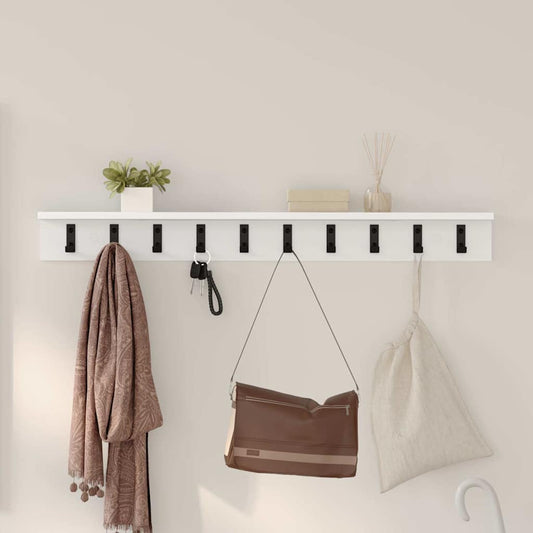 Porte-manteau mural avec étagère Blanc 100 x 10.5 x 10.5 cm