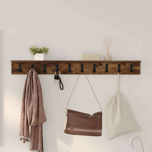 Porte-manteau mural Chêne fumé 100 x 10.5 x 10.5 cm