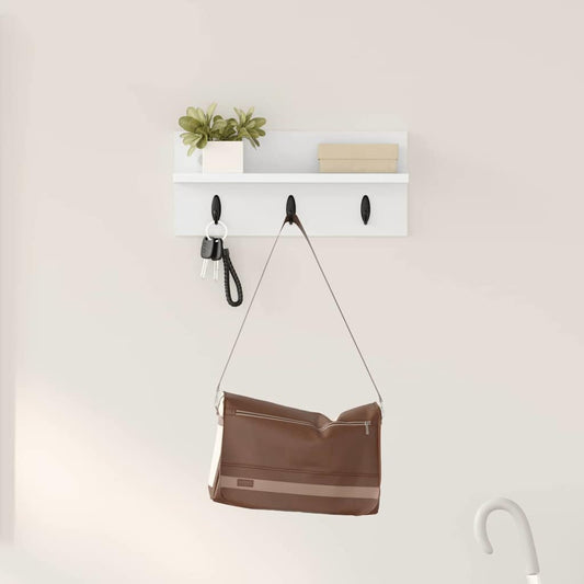 Porte-manteau mural Blanc 40 x 10.5 x 18 cm Bois d'ingénierie