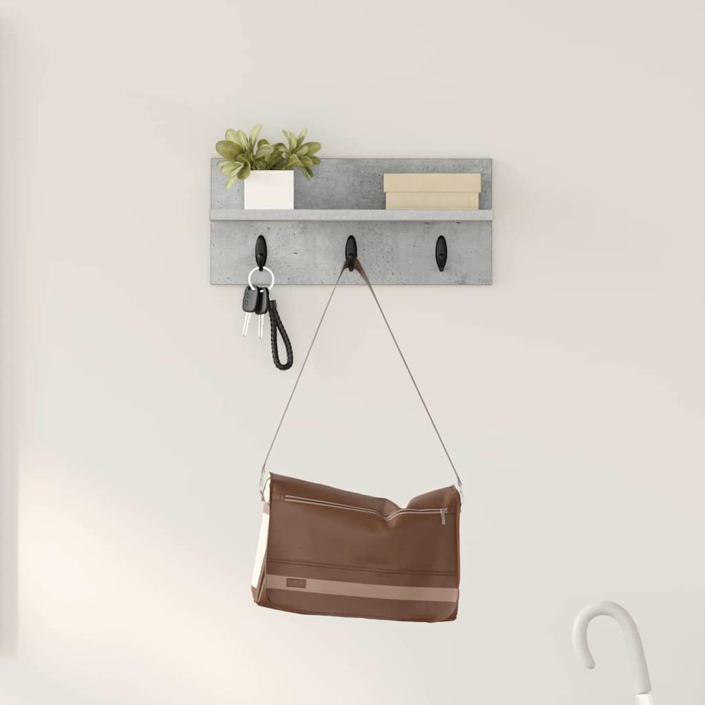 Porte-manteau mural avec étagère Gris béton 40 x 10.5 x 18 cm