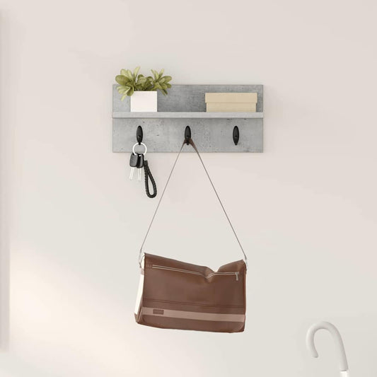 Porte-manteau mural avec étagère Gris béton 40 x 10.5 x 18 cm