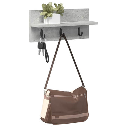 Porte-manteau mural avec étagère Gris béton 40 x 10.5 x 18 cm