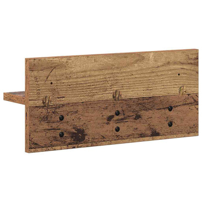 Porte-manteau mural avec étagère Bois ancien 40 x 10.5 x 18 cm