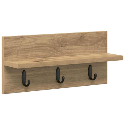 Porte-manteau mural chêne artisanal 40 x 10.5 x 18 cm