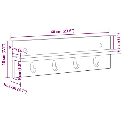 Porte-manteau mural Blanc 60 x 10.5 x 18 cm Bois d'ingénierie
