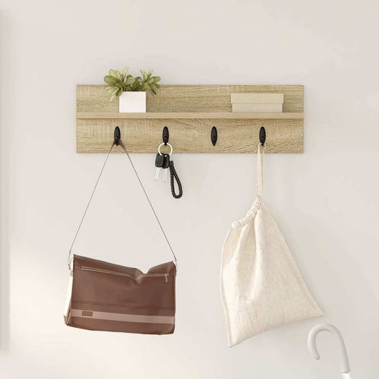 Porte-manteau mural avec étagère Chêne sonoma 60 x 10.5 x 18 cm