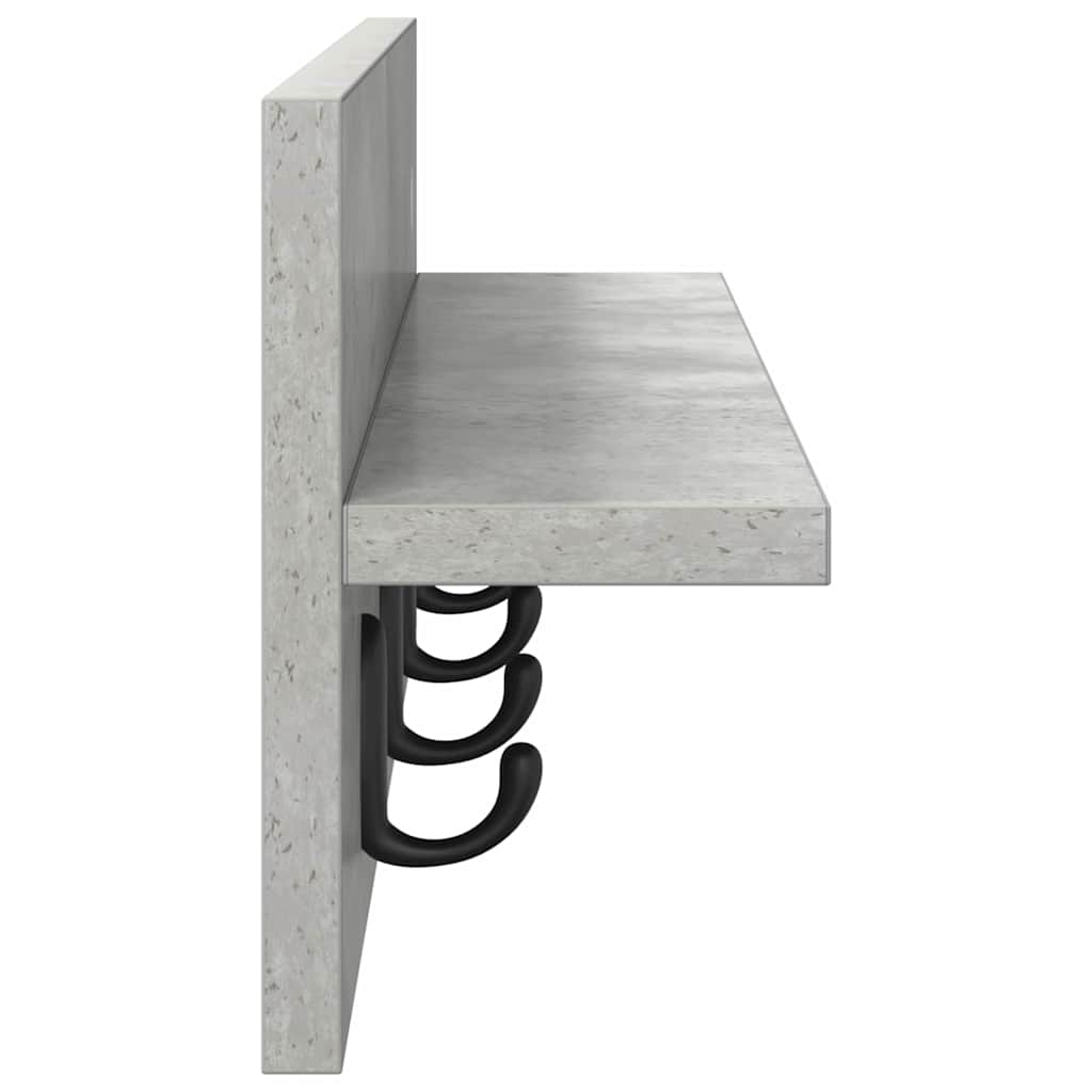 Porte-manteau mural avec étagère Gris béton 60 x 10.5 x 18 cm