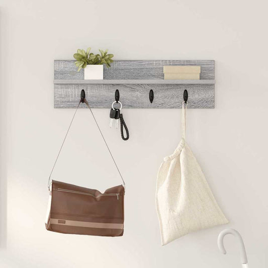 Porte-manteau mural avec étagère Sonoma gris 60 x 10.5 x 18 cm