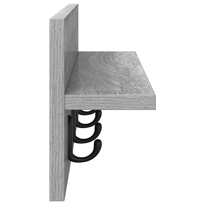 Porte-manteau mural avec étagère Sonoma gris 60 x 10.5 x 18 cm